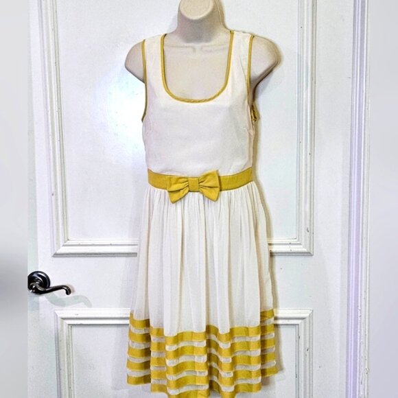 A'reve By Anthropologie Cream & Chartreuse Multicolor Sleeveless Dress,Large,NWT - Picture 4 of 16